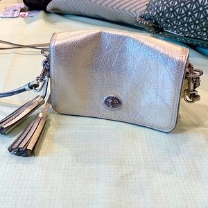 Coach crossbody silver bag